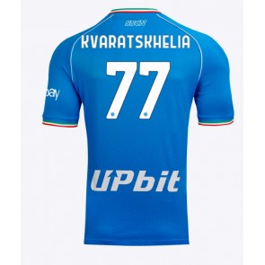 SSC Napoli Khvicha Kvaratskhelia #77 Replika Hjemmebanetrøje 2023-24 Kortærmet